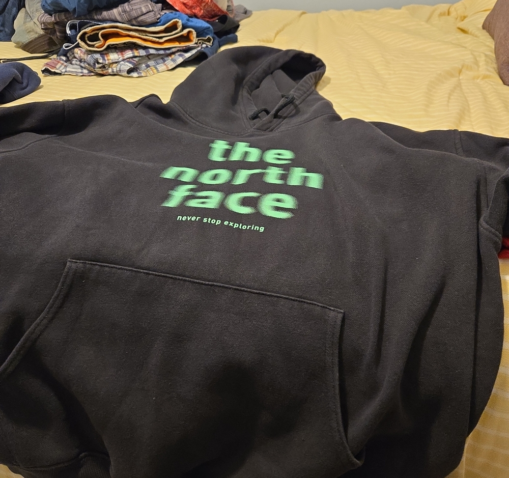The North Face Black Hoodie with Mint Green Logo